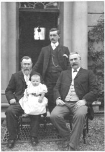 A unique photograph from around 1902 showing the firm’s founder, James Stewart (right); his father, Charles Stewart (left), son, Charles Stewart (back) and grandson, James. The photo is almost certainly taken at the front of Headwell House, the Stewart family residence at that time and still in situ in 2017, on the north side of Headwell Road, Dunfermline.