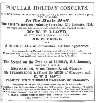Concert Advert from the Dunfermline Journal, 11th Jan 1856