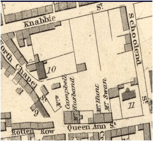 Excerpt from Wood's 1823 map of Dunfermline
