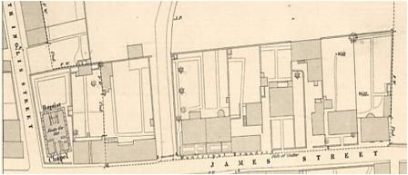 Part of the 1854 Ordnance Survey Plan of Dunfermline showing the six feus