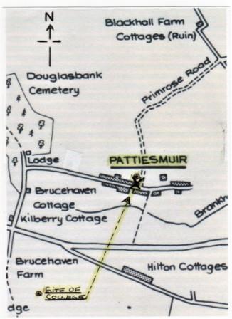 Sketch map of Pattiesmuir by James Renny. Courtesy of Charlestown, Limekilns and Pattiesmuir Community Council