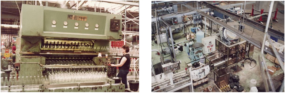 Photos of the Meadowcroft Bottle Washer and of the Garvock Hill Bottling Line from the Syrup Room.