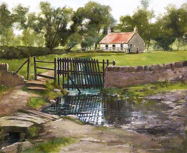 Headwell farm cottage - Painting by Adam Westwood