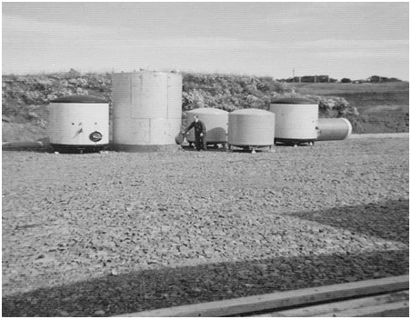 Photo from around 1984 – New bulk tanks awaiting installation at Pitreavie.