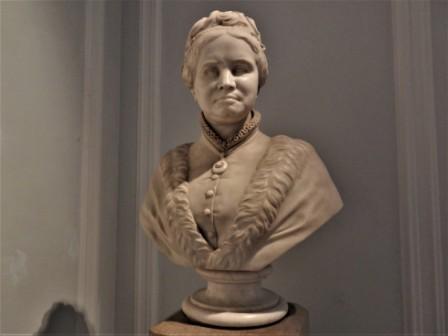 Bust of Margaret Carnegie, probably by Amelia Hill, in Dunfermline Carnegie Library. Photographed by author