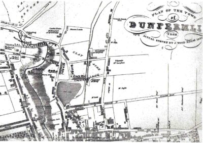 Revised map of Dunfermline showing the revised location of the Black and Blue Rows