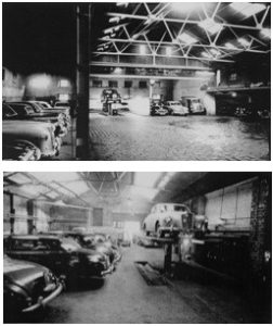 Photos C. 1955 – Upper - Goodall’s Service Area, Lower - Goodall’s Workshop with the Inglis Street entrance in the distance