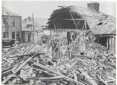 Photo of bomb damaged buildings, in Main Street, Kingseat