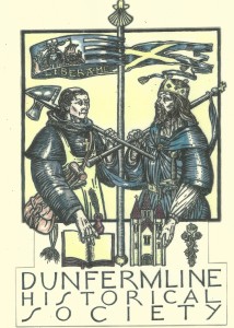 The society's logo, drawn by Jurek Putter, features King David I and a monk of the Abbey
