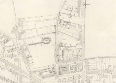 Ordnance Survey Map of 1854 showing location of the Foundry in Dunfermline