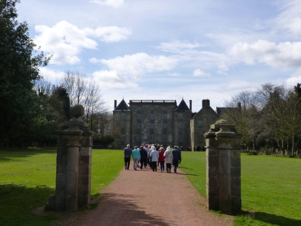 The first group heading to Kinneil House