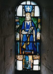 St. Margaret in stained glass,. St margaret's Chapel, Edinburgh Castle, Photo - George Robertson