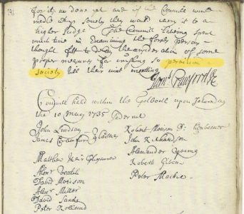 Image of an extract from the Dunfermline Burgh Council Minutes, kind permission of the National Records of Scotland